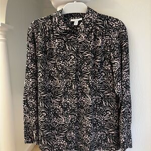 Topshop Black and Pink Patterned Blouse